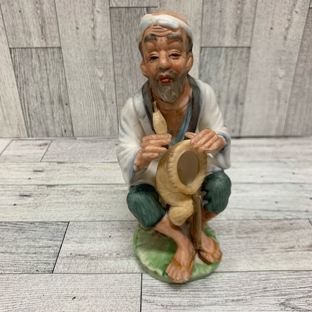 Napcoware Old Man Fisherman with Net Figure C5701 Porcelain